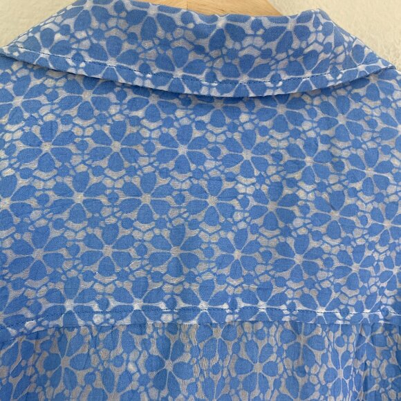 Tommy Hilfiger Womens Plus IX Blue Button Up Sheer Shirt Long Sleeve Blouse Top - Picture 12 of 12